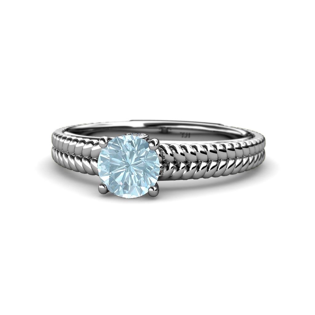Kelis Desire Aquamarine and Diamond Engagement Ring 