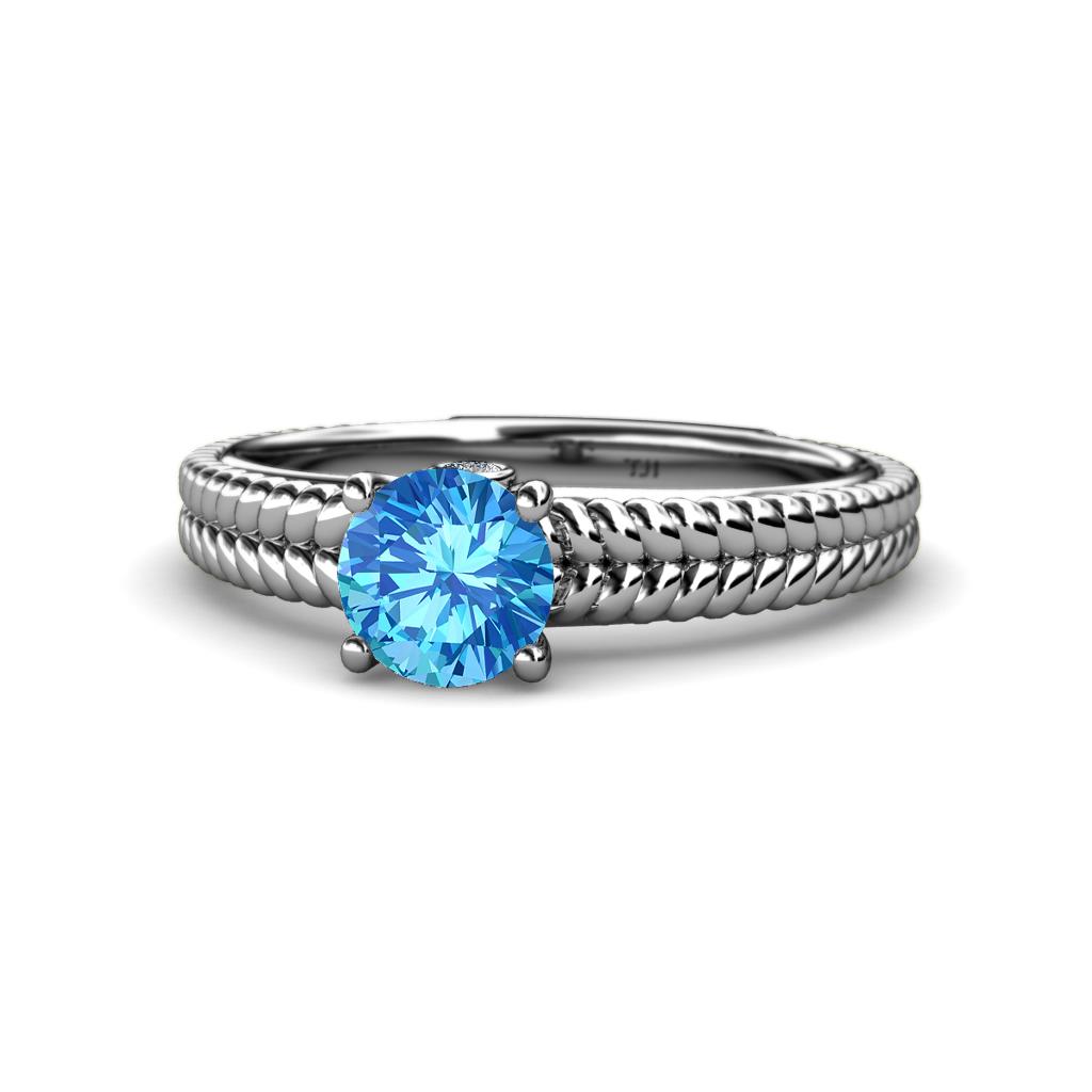 Kelis Desire Blue Topaz and Diamond Engagement Ring 