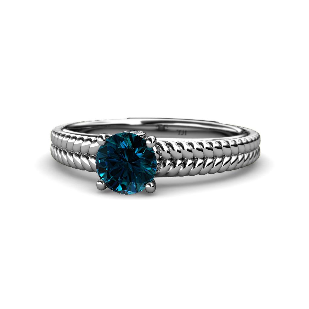 Kelis Desire Blue and White Diamond Engagement Ring 