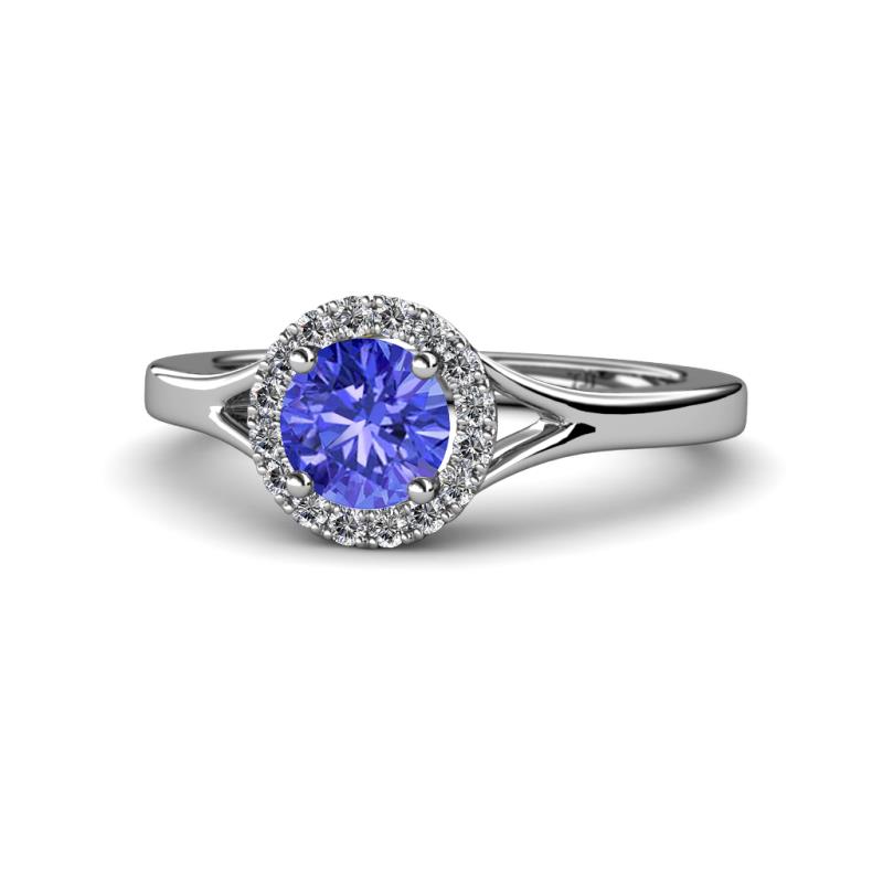 Lyneth Desire Tanzanite and Diamond Halo Engagement Ring 