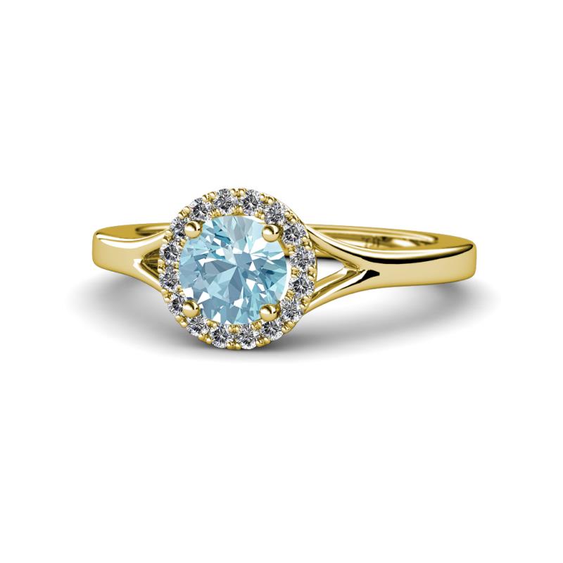 Lyneth Desire Aquamarine and Diamond Halo Engagement Ring 