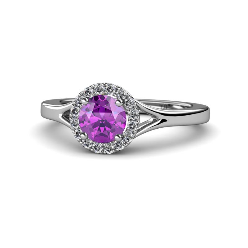 Lyneth Desire Amethyst and Diamond Halo Engagement Ring 