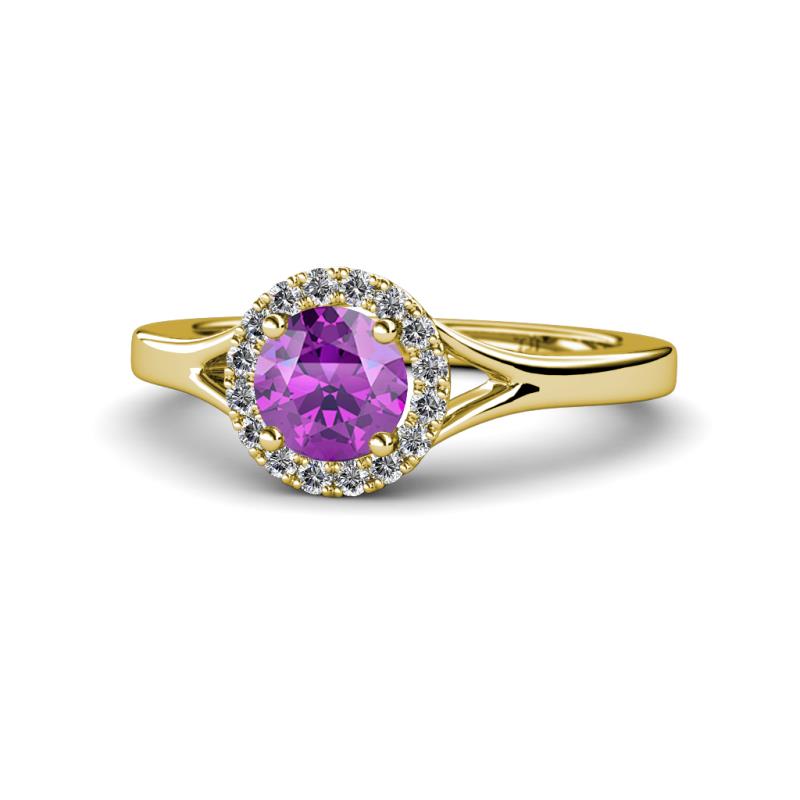 Lyneth Desire Amethyst and Diamond Halo Engagement Ring 