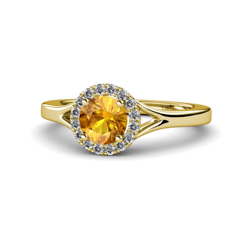Lyneth Desire Citrine and Diamond Halo Engagement Ring 