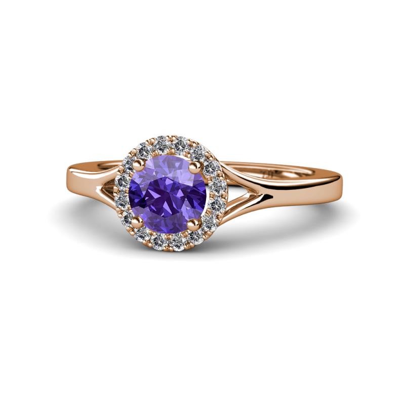 Lyneth Desire Iolite and Diamond Halo Engagement Ring 