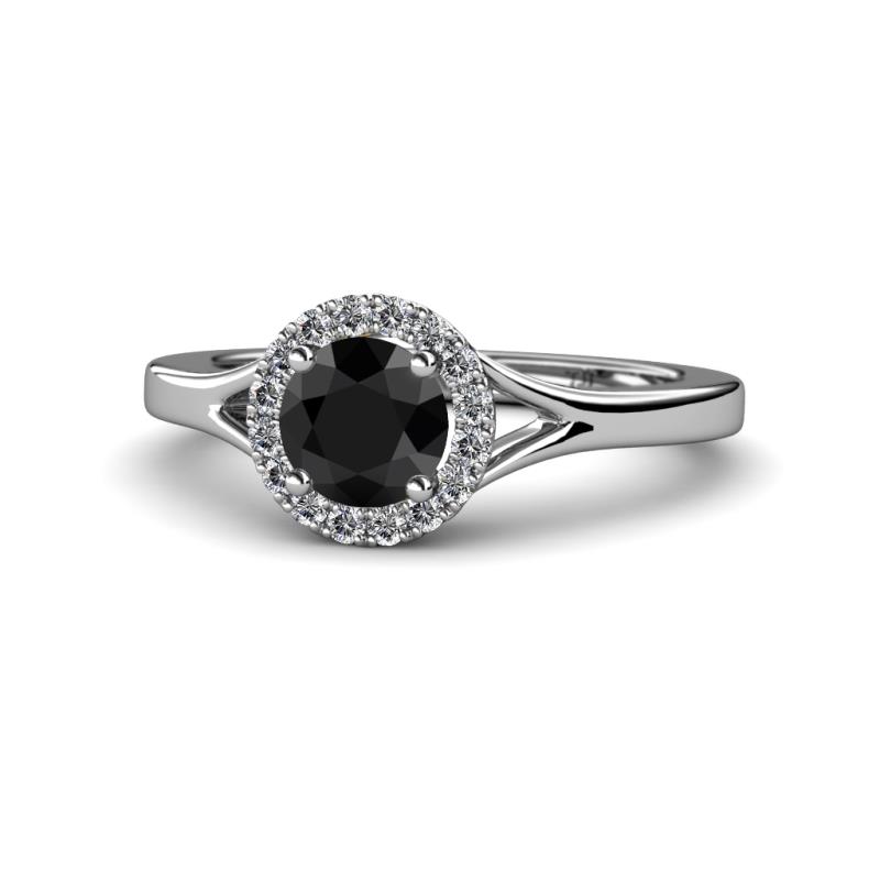 Lyneth Desire Black and White Diamond Halo Engagement Ring 