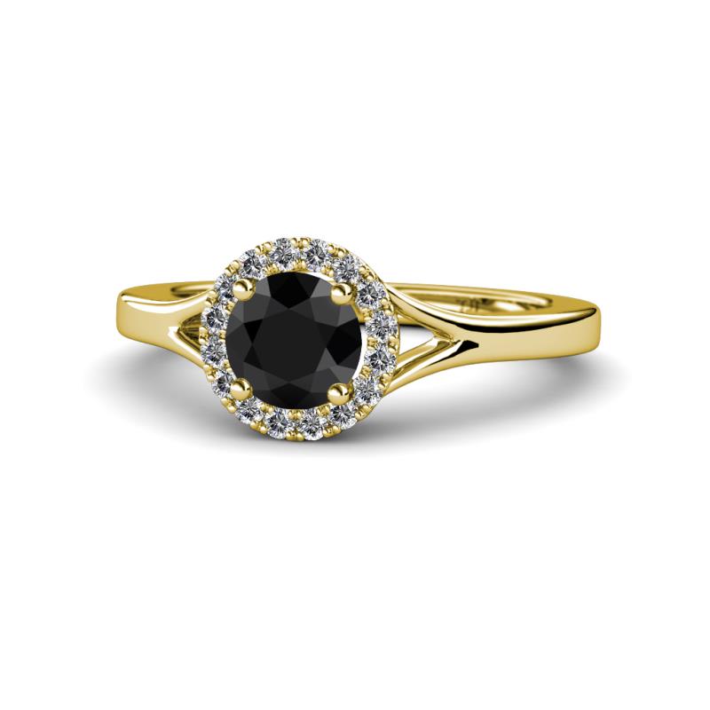 Lyneth Desire Black and White Diamond Halo Engagement Ring 