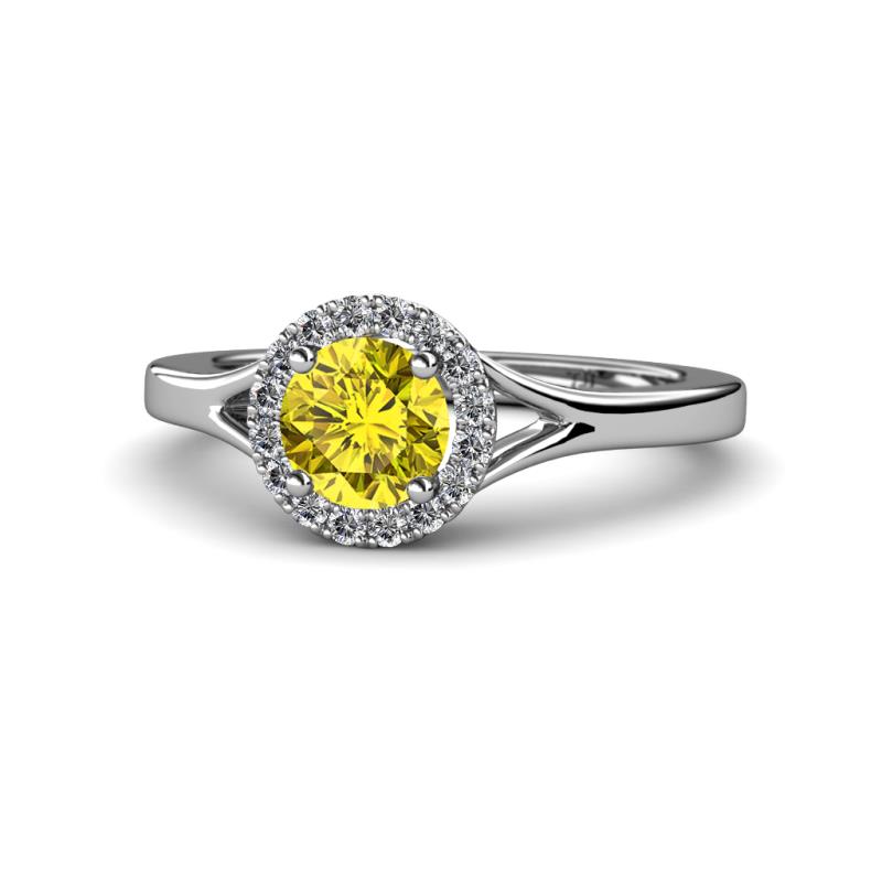 Lyneth Desire Yellow and White Diamond Halo Engagement Ring 