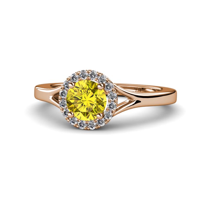 Lyneth Desire Yellow and White Diamond Halo Engagement Ring 