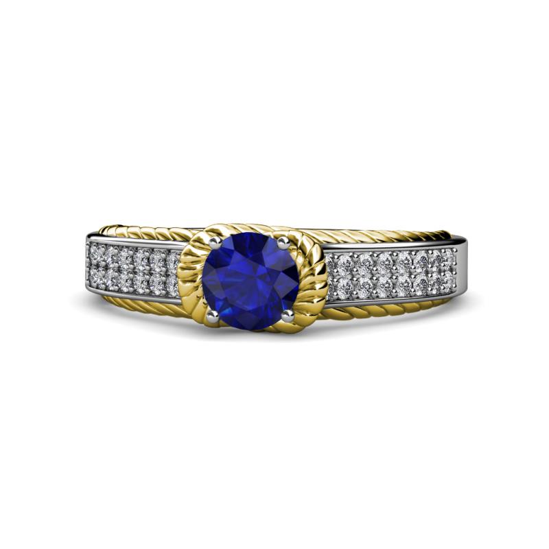 Anya Desire Blue Sapphire and Diamond Engagement Ring 