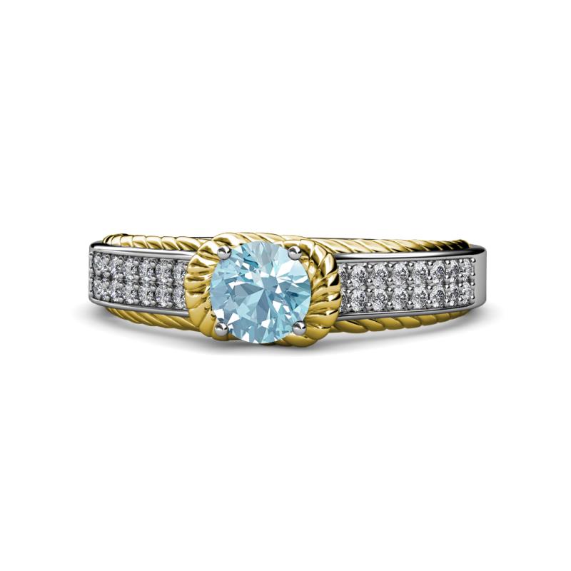 Anya Desire Aquamarine and Diamond Engagement Ring 