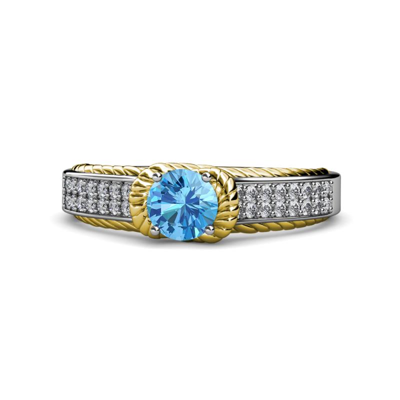 Anya Desire Blue Topaz and Diamond Engagement Ring 