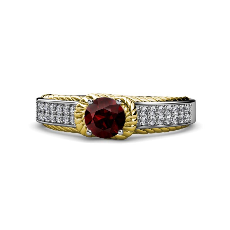 Anya Desire Red Garnet and Diamond Engagement Ring 