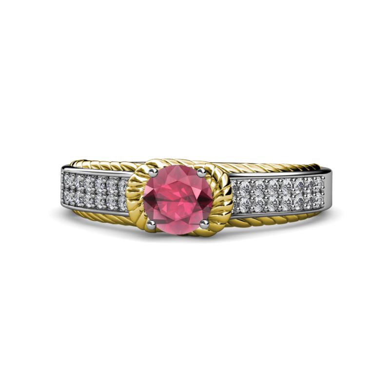Anya Desire Rhodolite Garnet and Diamond Engagement Ring 