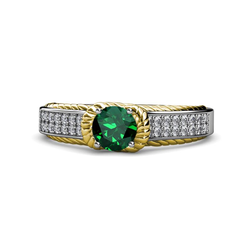 Anya Desire Emerald and Diamond Engagement Ring 