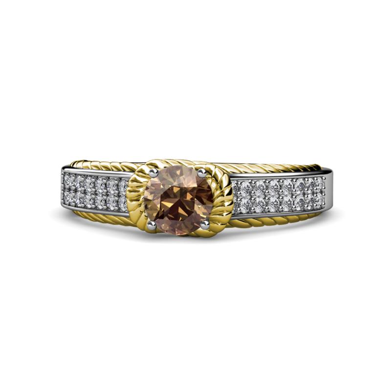 Anya Desire Smoky Quartz and Diamond Engagement Ring 