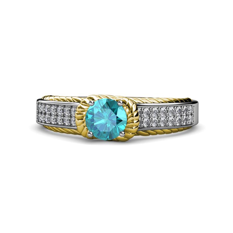 Anya Desire London Blue Topaz and Diamond Engagement Ring 