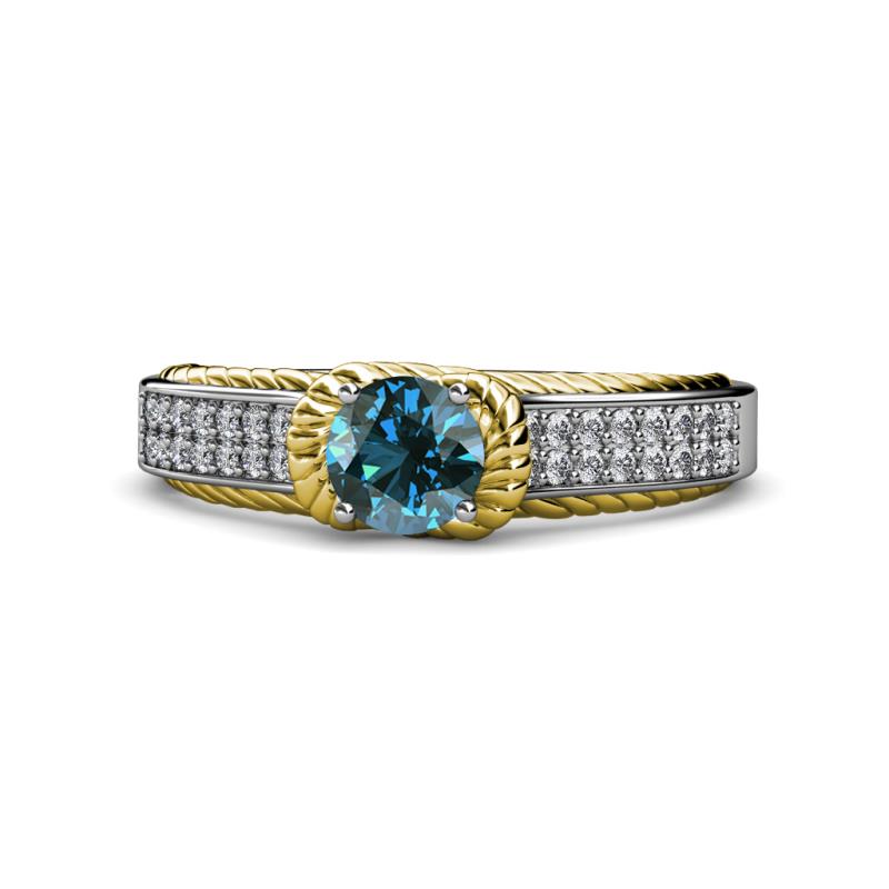Anya Desire Blue and White Diamond Engagement Ring 