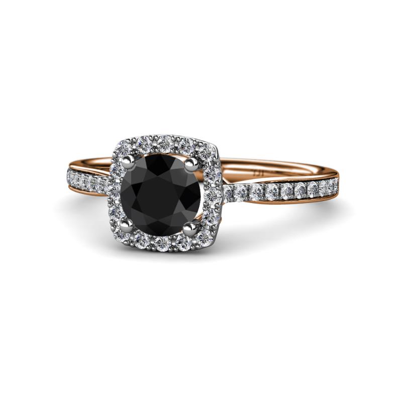 Anne Desire Black and White Diamond Halo Engagement Ring 