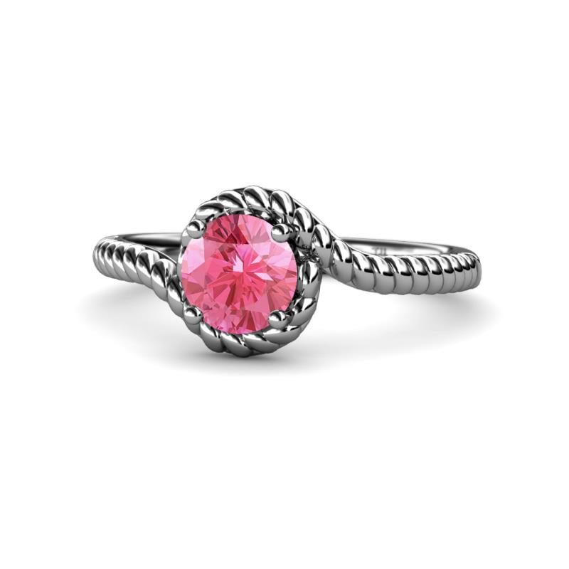 Aerin Desire 6.50 mm Round Pink Tourmaline Bypass Solitaire Engagement Ring 