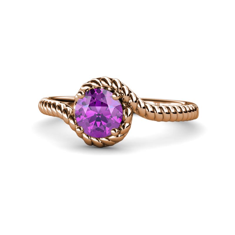 Aerin Desire 6.50 mm Round Amethyst Bypass Solitaire Engagement Ring 
