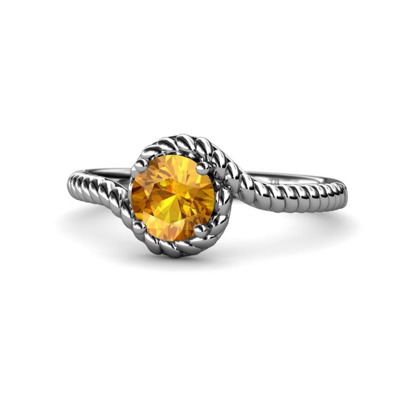 Aerin Desire 6.50 mm Round Citrine Bypass Solitaire Engagement Ring 