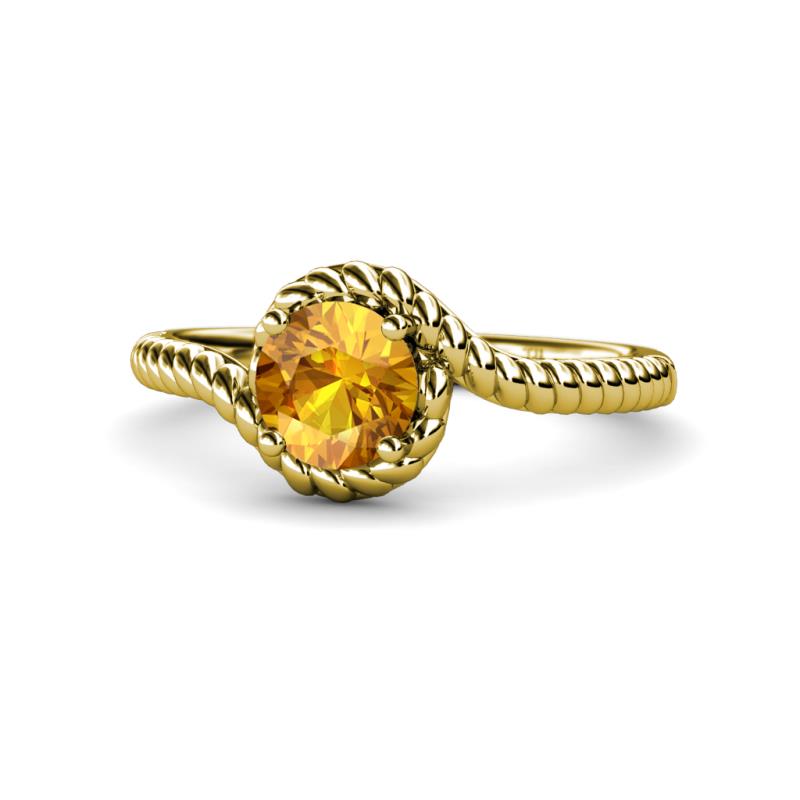Aerin Desire 6.50 mm Round Citrine Bypass Solitaire Engagement Ring 