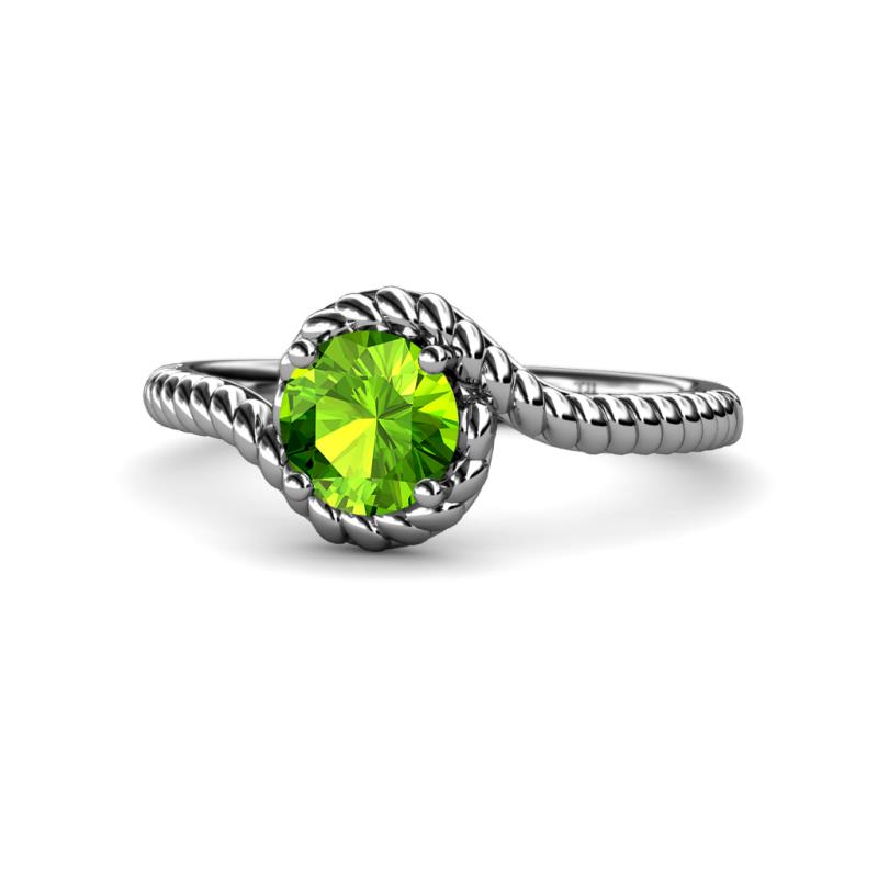 Aerin Desire 6.50 mm Round Peridot Bypass Solitaire Engagement Ring 
