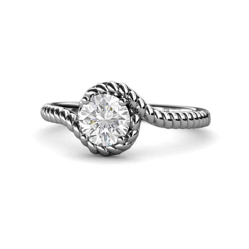 Aerin Desire 6.00 mm Round White Sapphire Bypass Solitaire Engagement Ring 