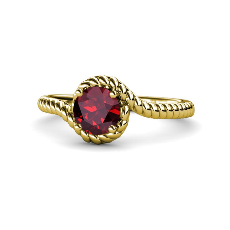 Aerin Desire 6.00 mm Round Ruby Bypass Solitaire Engagement Ring 