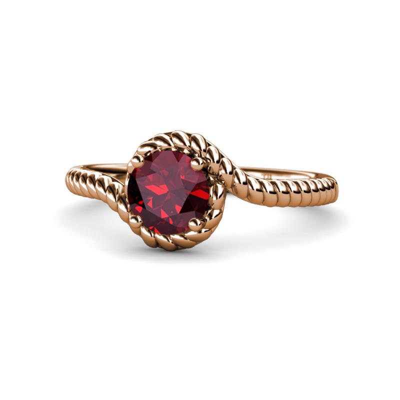 Aerin Desire 6.00 mm Round Ruby Bypass Solitaire Engagement Ring 