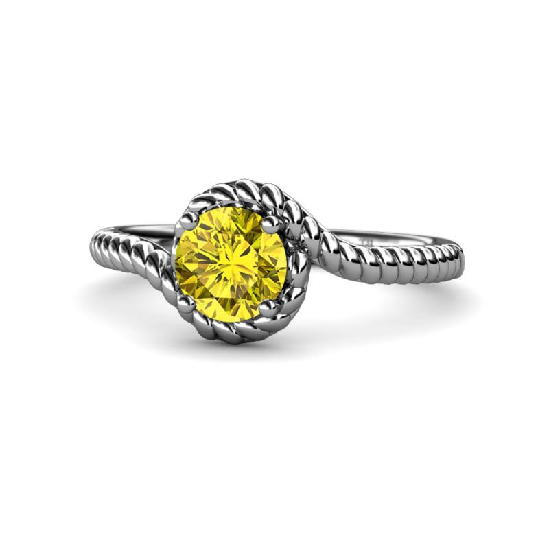 Aerin Desire 6.00 mm Round Yellow Diamond Bypass Solitaire Engagement Ring 