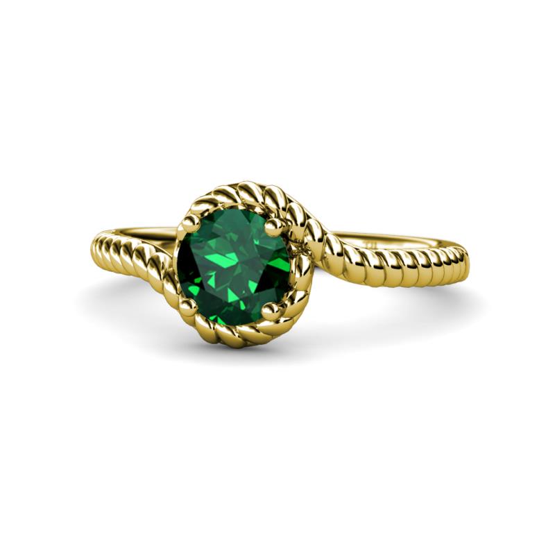 Aerin Desire 6.00 mm Round Emerald Bypass Solitaire Engagement Ring 