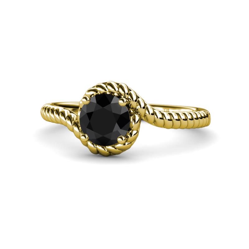 Aerin Desire 6.00 mm Round Black Diamond Bypass Solitaire Engagement Ring 
