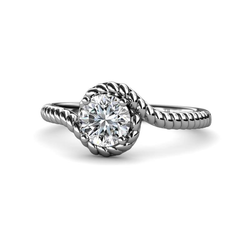 Aerin Desire GIA Certified 6.50 mm Round Diamond Bypass Solitaire Engagement Ring 