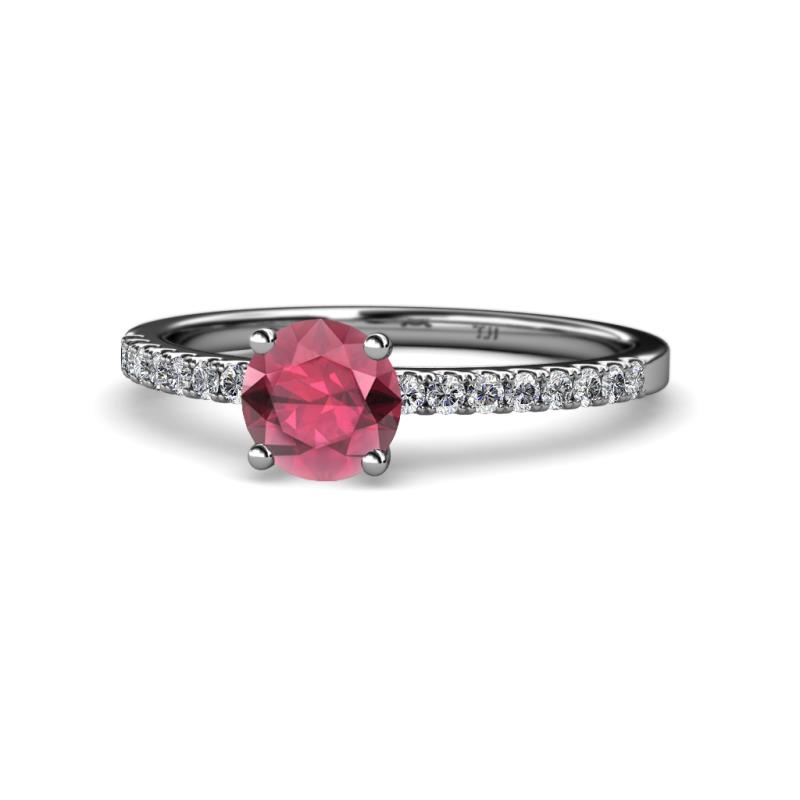 Della Signature Rhodolite Garnet and Diamond Solitaire Plus Engagement Ring 