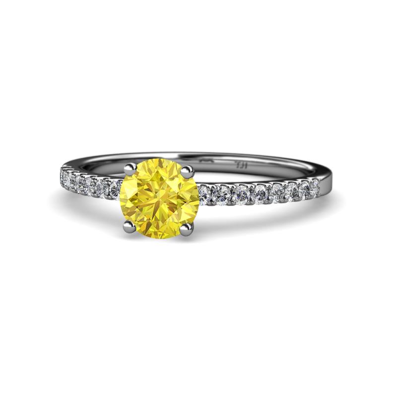 Della Signature Yellow Sapphire and Diamond Solitaire Plus Engagement Ring 