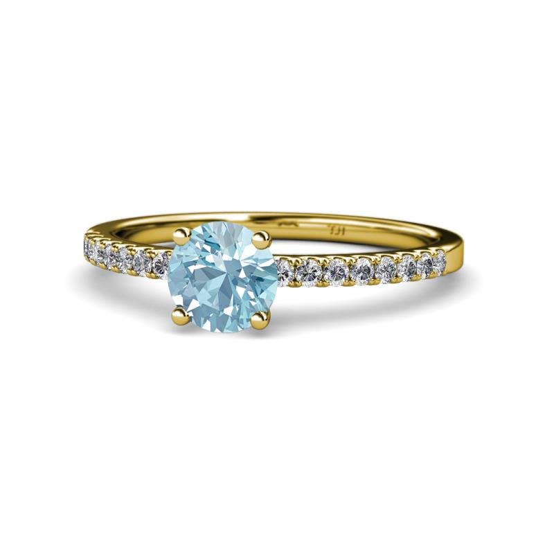 Della Signature Aquamarine and Diamond Solitaire Plus Engagement Ring 