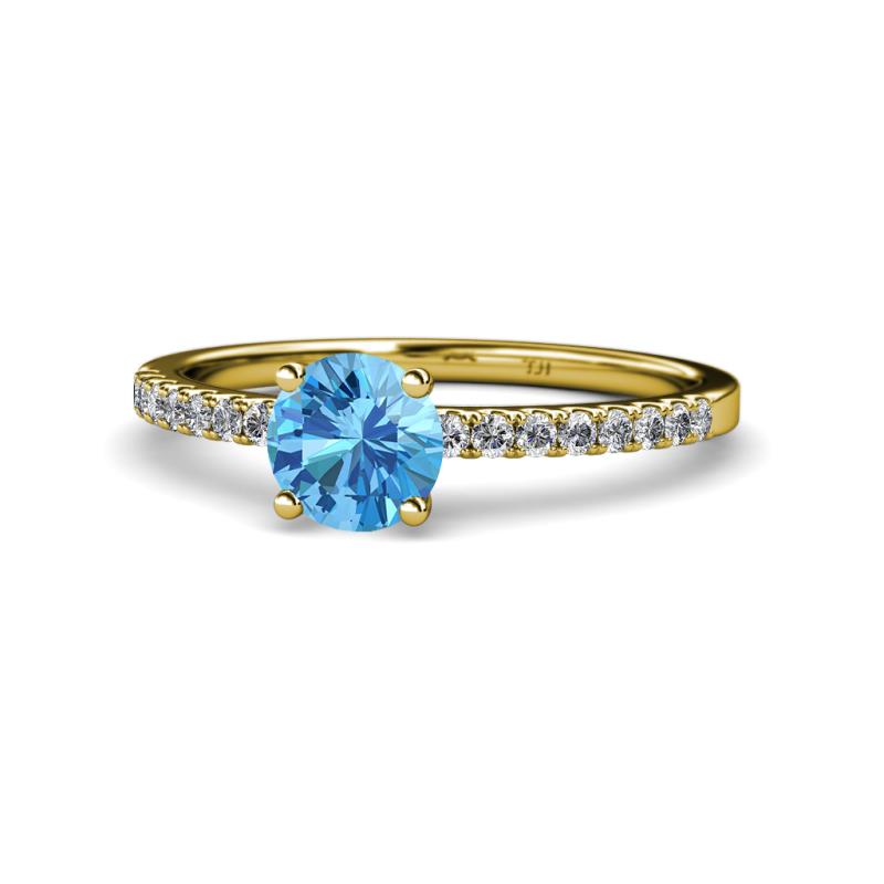 Della Signature Blue Topaz and Diamond Solitaire Plus Engagement Ring 