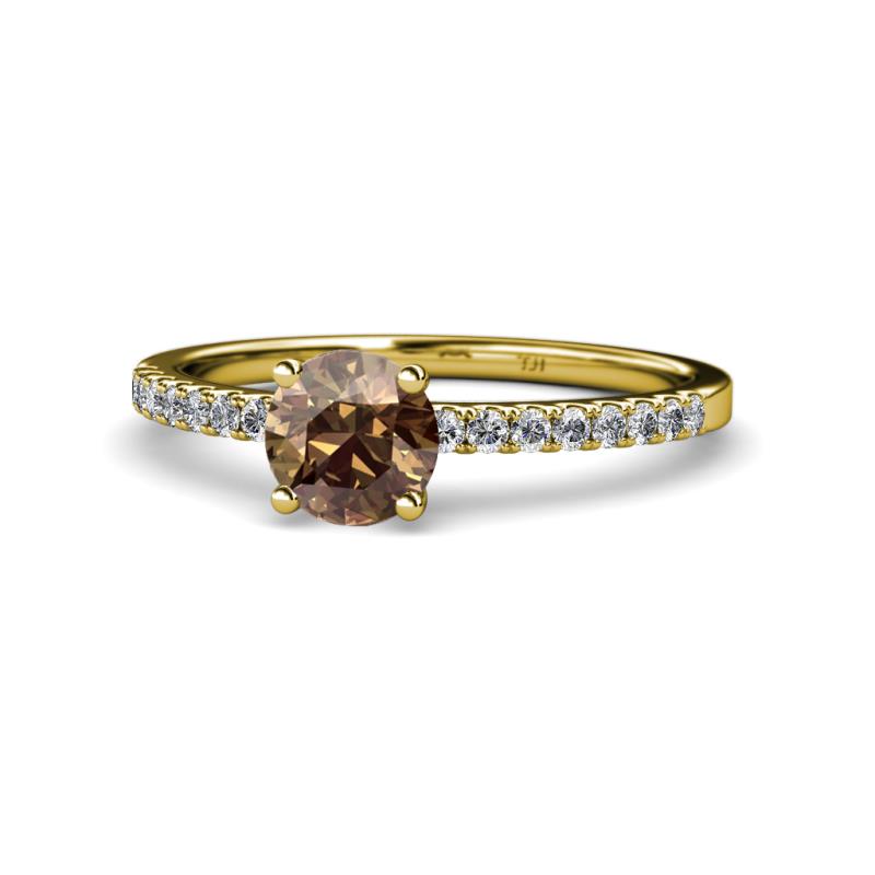 Della Signature Smoky Quartz and Diamond Solitaire Plus Engagement Ring 