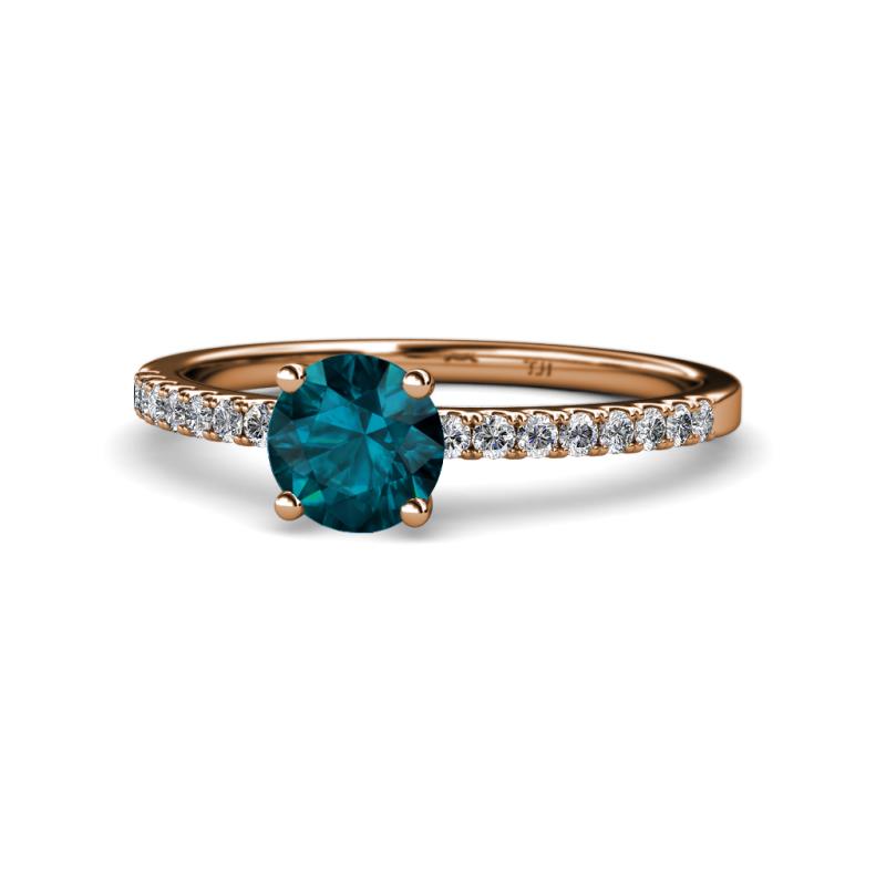 Della Signature London Blue Topaz and Diamond Solitaire Plus Engagement Ring 