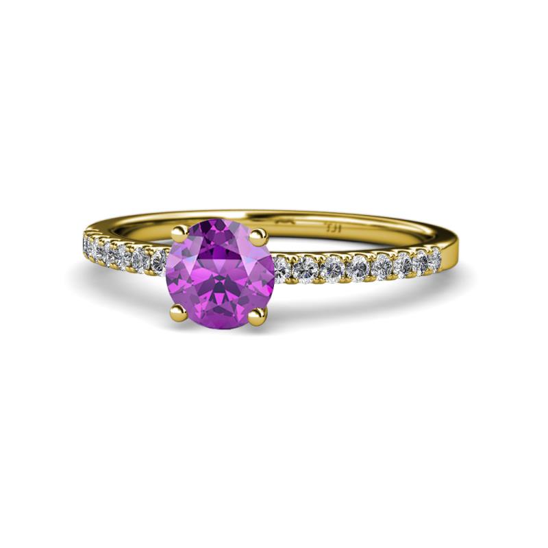 Della Signature Amethyst and Diamond Solitaire Plus Engagement Ring 