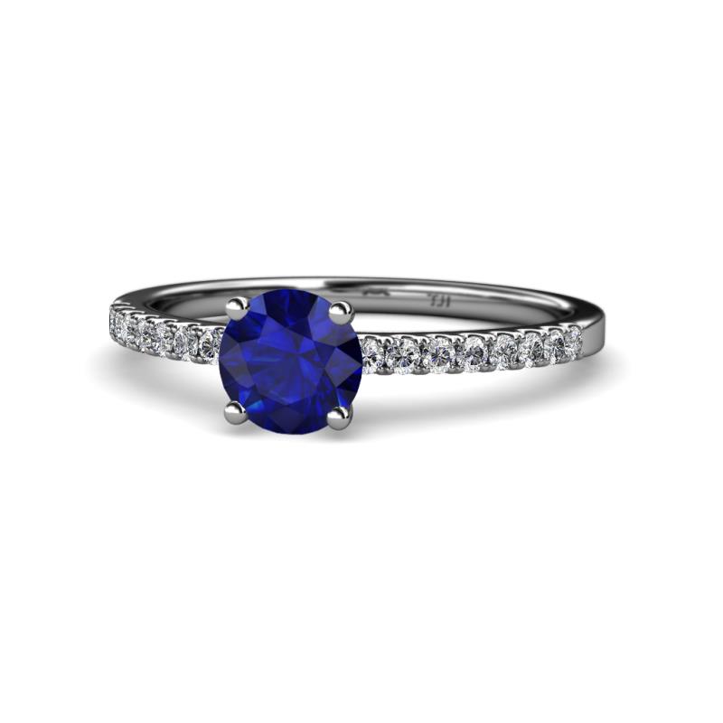 Della Signature Blue Sapphire and Diamond Solitaire Plus Engagement Ring 