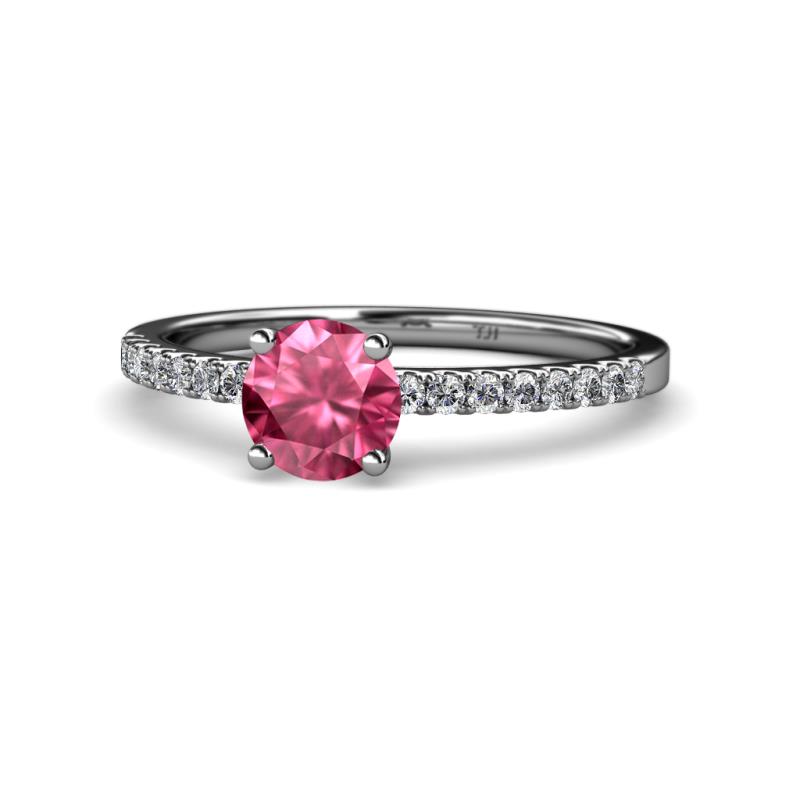 Della Signature Pink Tourmaline and Diamond Solitaire Plus Engagement Ring 