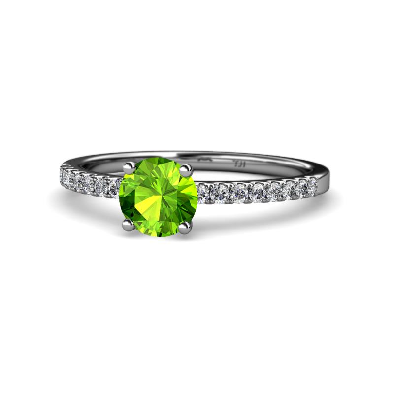 Della Signature Peridot and Diamond Solitaire Plus Engagement Ring 
