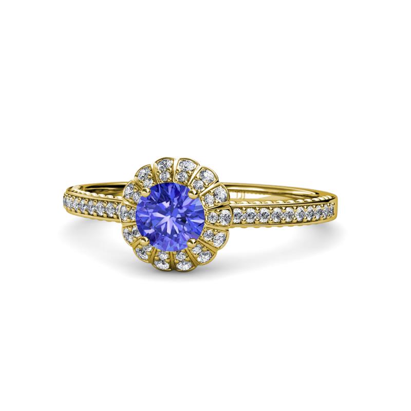 Jolie Signature Tanzanite and Diamond Floral Halo Engagement Ring 