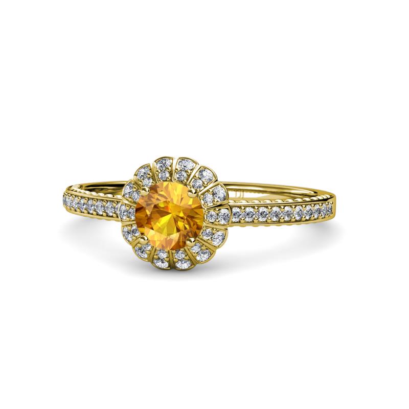 Jolie Signature Citrine and Diamond Floral Halo Engagement Ring 