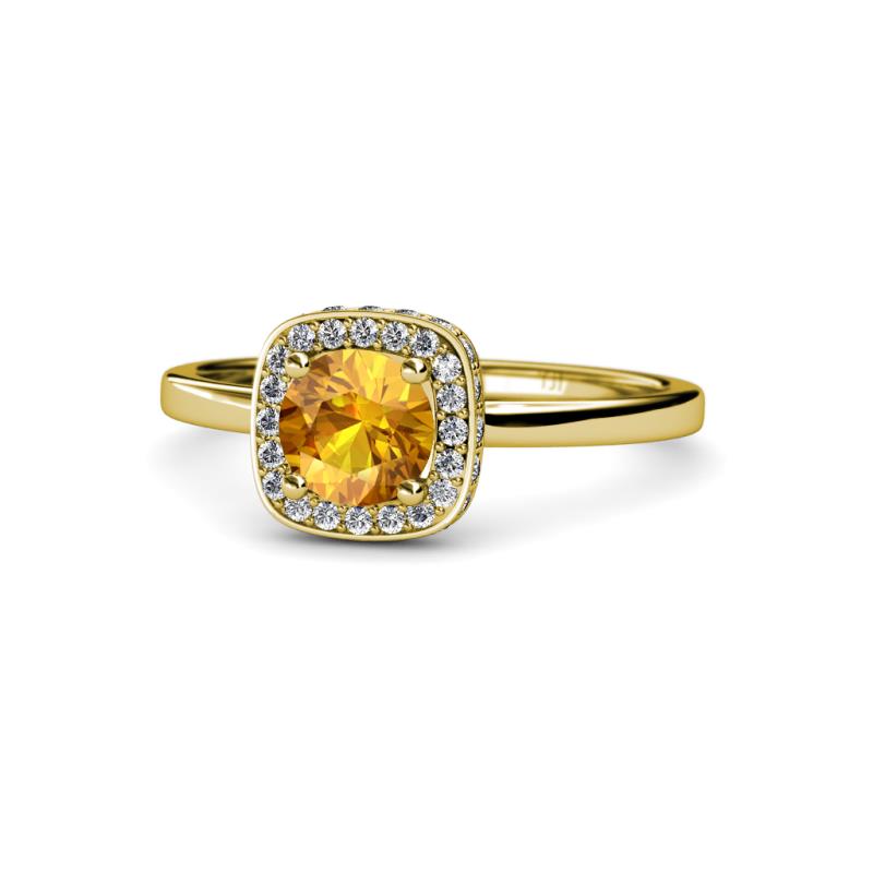 Alaina Signature Citrine and Diamond Halo Engagement Ring 