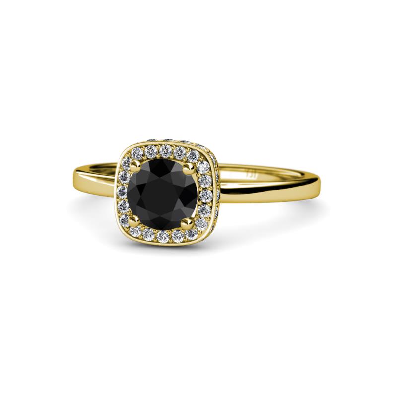 Alaina Signature Black and White Diamond Halo Engagement Ring 