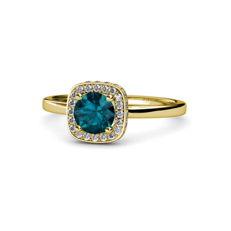 Alaina Signature London Blue Topaz and Diamond Halo Engagement Ring 